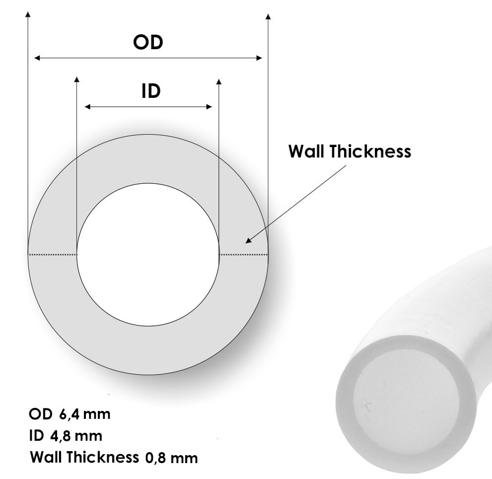 PFA tube 6.4 x 4.8 mm - 3/16 x 1/4